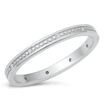 Eternity White Cubic Zirconia Promise Stacking Ring .925 Sterling Silver Band Jewelry Female Size 6