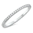 thumbnail image 1 of Eternity White Cubic Zirconia Ring .925 Sterling Silver Stackable Band Jewelry Female Male Size 4, 1 of 4