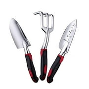 Etersec Garden Tool Set, 3-Piece Aluminium Gardening Tools Set with Hand Trowel, Graduated Trowel and Hand Rake with TPR Rubber Non-Slip Handles, for Gardening, Good Gardening Gifts…(Red)