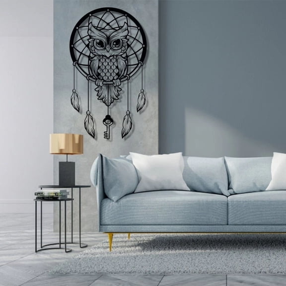 Etgdecor Dreamcatcher Owl Metal Wall Art, Metal , Decor, Garden Gift 26×15″ Black