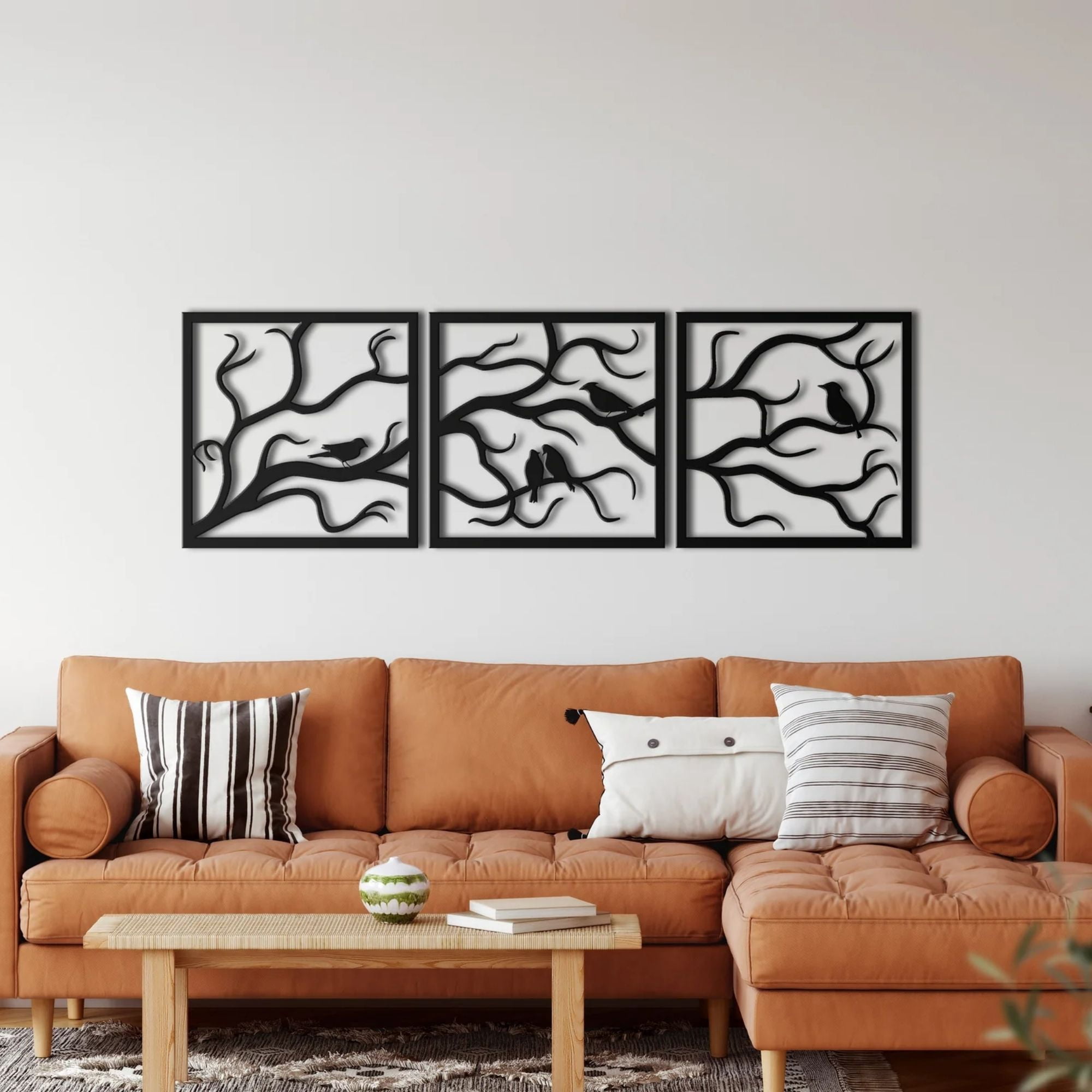 Etgdecor Metal Wall Art, Birds on Branch 3 Pieces, Tree Wall Art, 3 ...