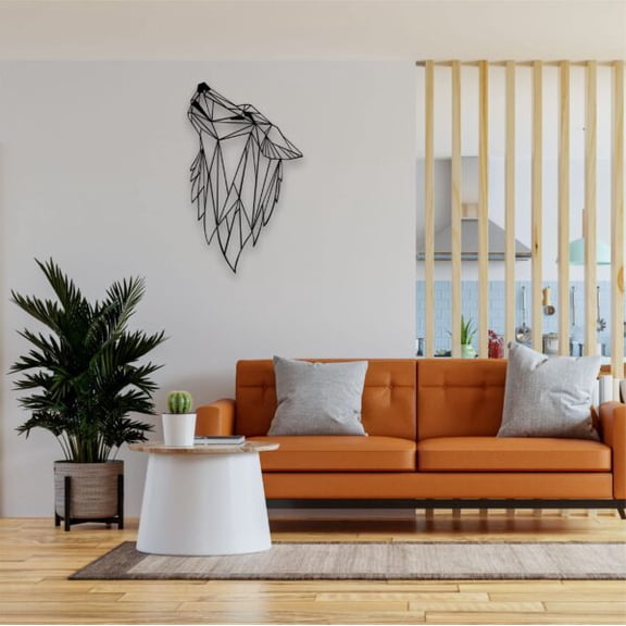 Etgdecor Metal Wall Art Geometric Wolf 3D Wall Silhouette Metal Wall Decor Home Office Decoration Bedroom Living Room Decor Sculpture (11 W x 18 H/28x46cm)