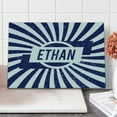 thumbnail image 1 of Ethan Cutting Board, Grunge Letters in Navy Blue in a Circle with Wavy Stripes Boys Birthday, Decorative Tempered Glass Cutting and Serving Board, Large Size, Navy Blue and White, by Ambesonne, 1 of 1