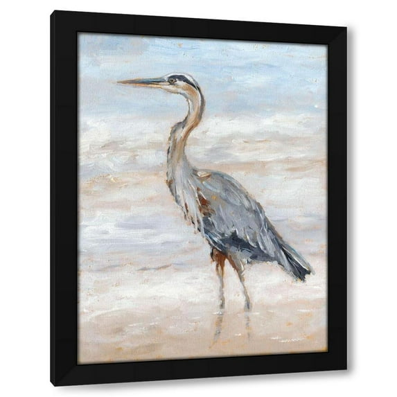 Ethan Harper 12x14 Black Modern Wood Framed Wall Art Titled - Beach Heron II