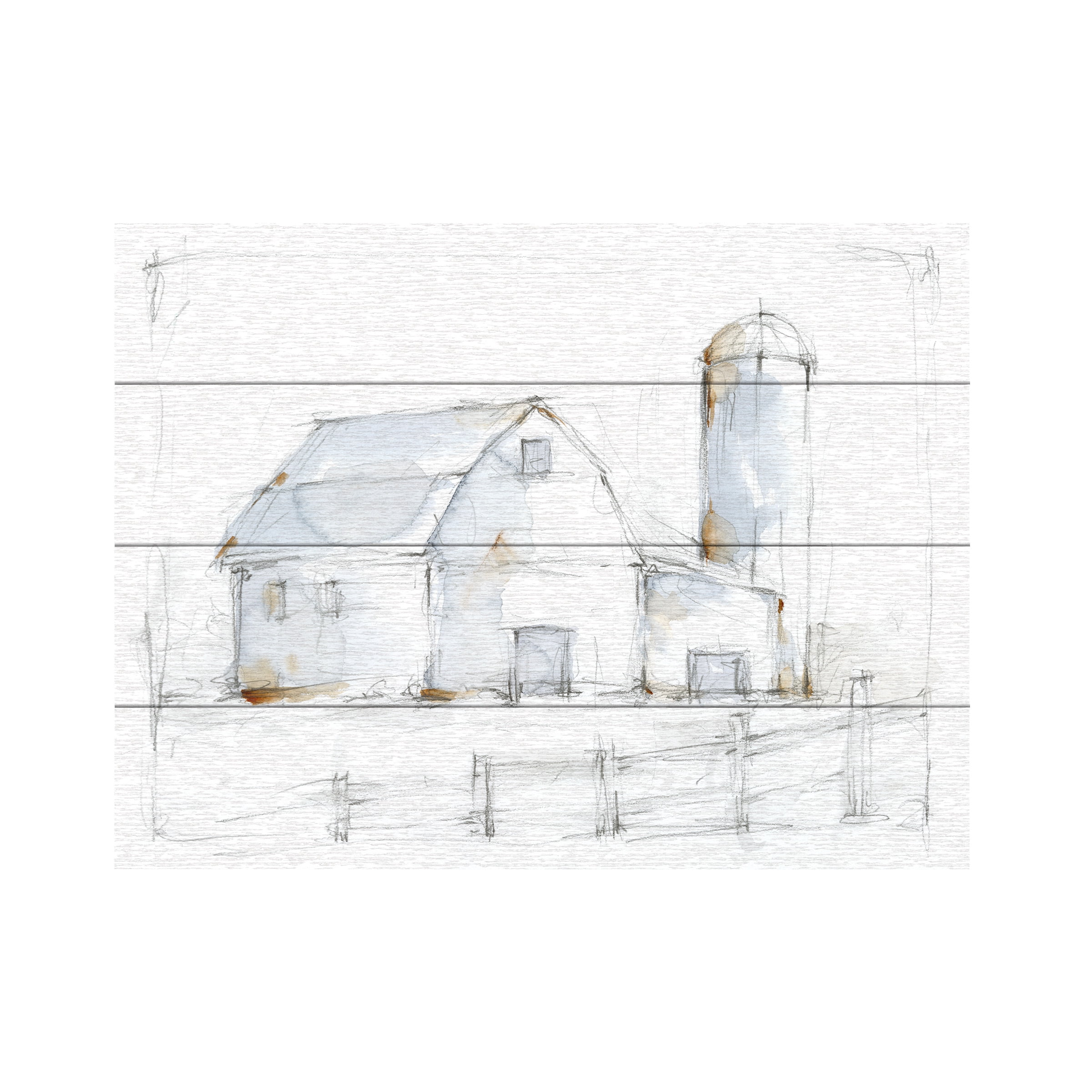 Ethan Harper 'Barnyard Pencil Sketch I' Wood Slat Art 12x16
