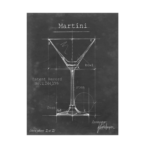 Trademark Fine Art Ethan Harper Barware Blueprint V Canvas Wall Art - 14x19
