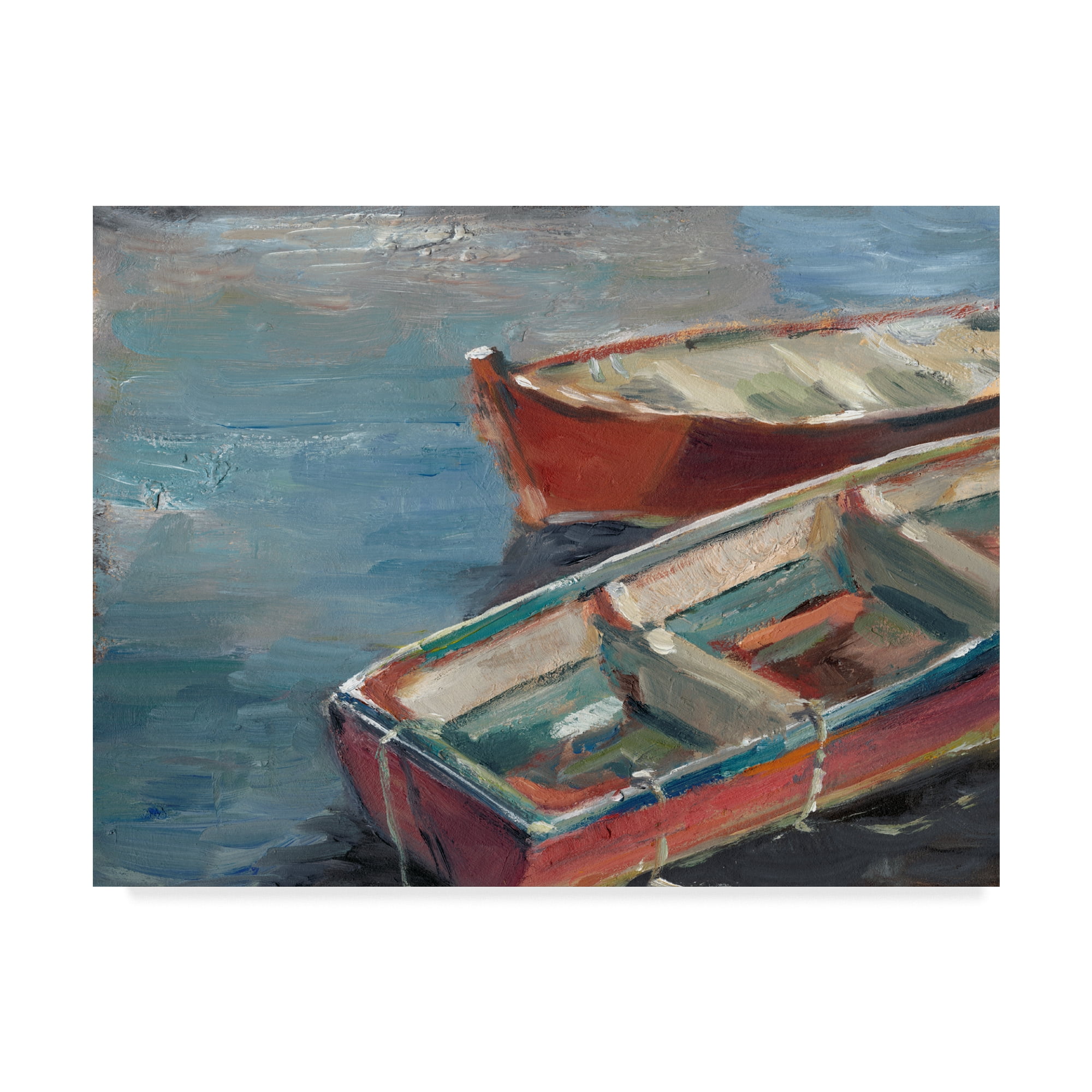 Red and Blue Boats on Lake Canvas Art, 18'' x 24''