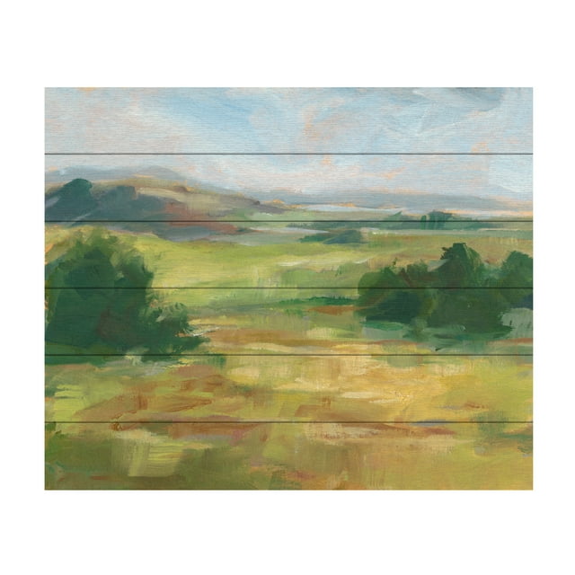 Ethan Harper 'Green Valley I' Wood Slat Art 18x22