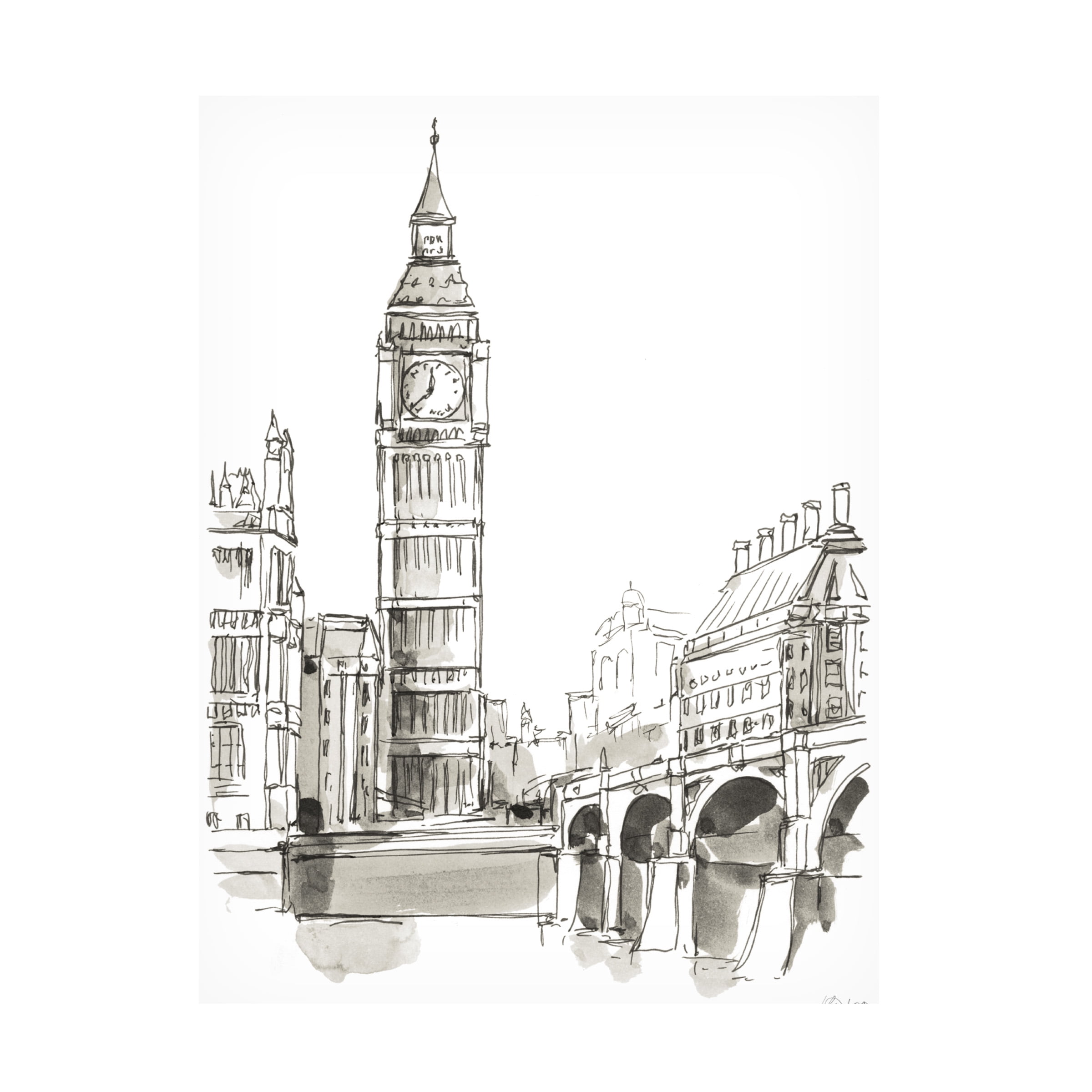 Ethan Harper Black and White Cityscape Canvas Art, 14 x 19 Inches