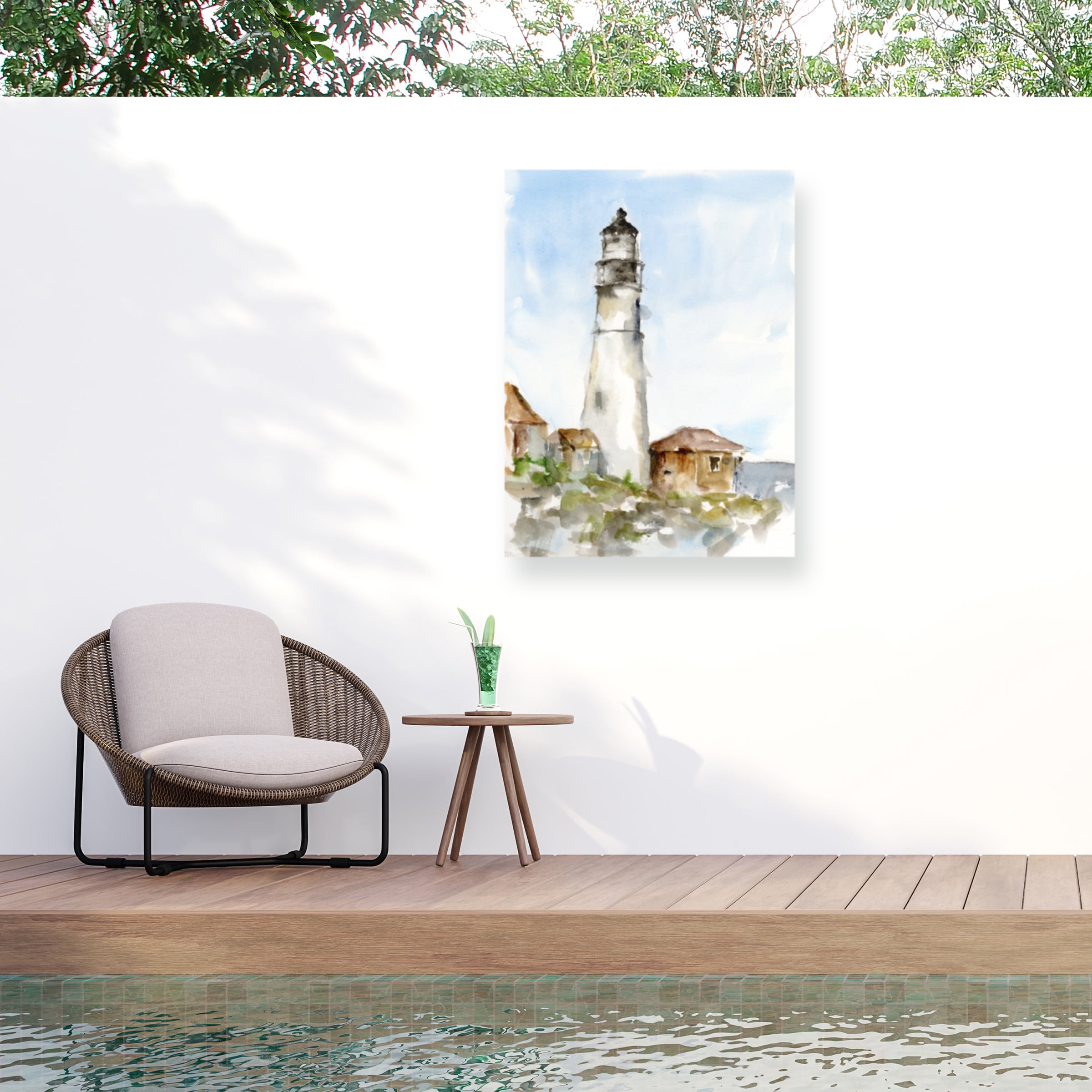 Ethan Harper 'Plein Air Lighthouse Study I' Outdoor Canvas 32x32