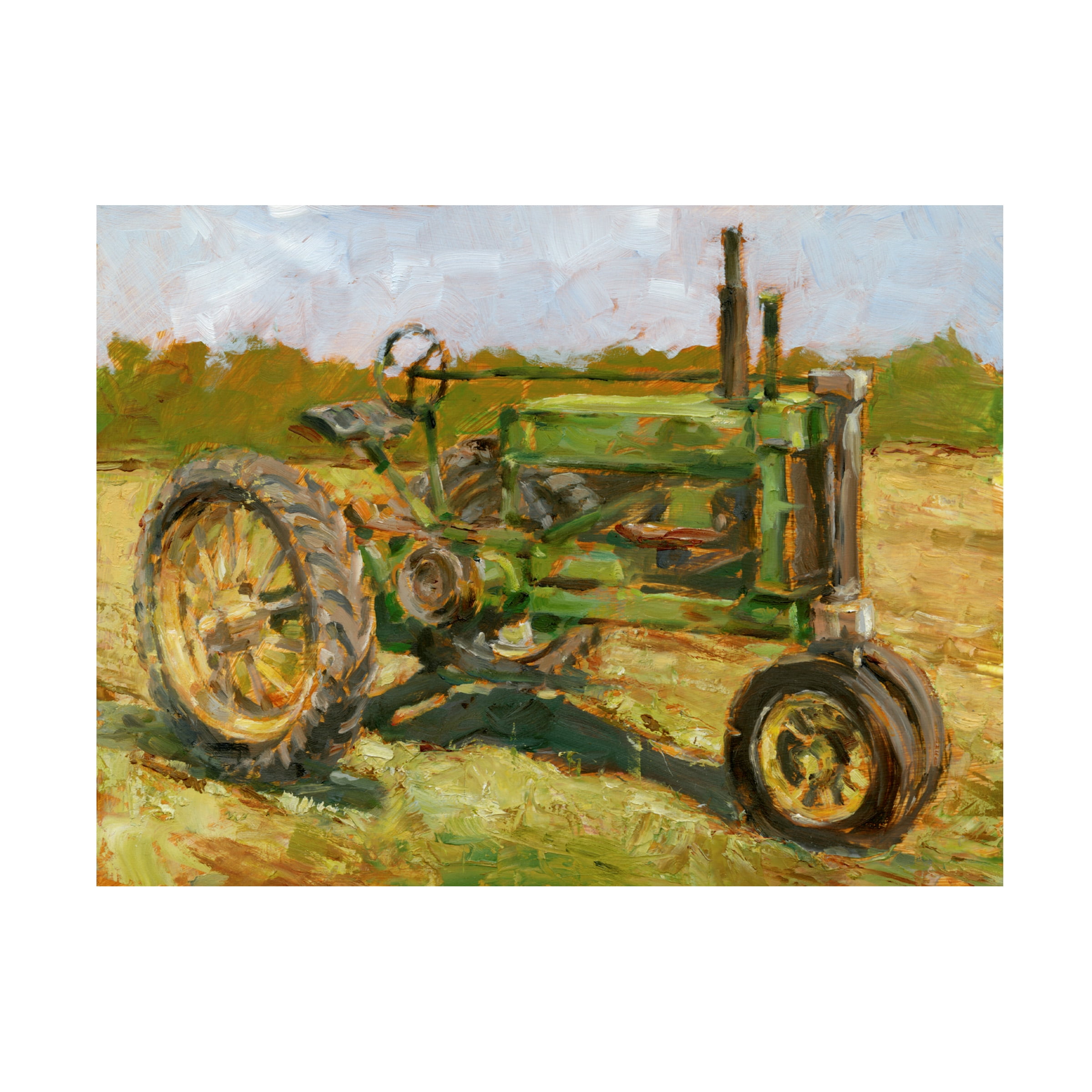 Rustic Green Tractor on Canvas Art, 14" x 19"