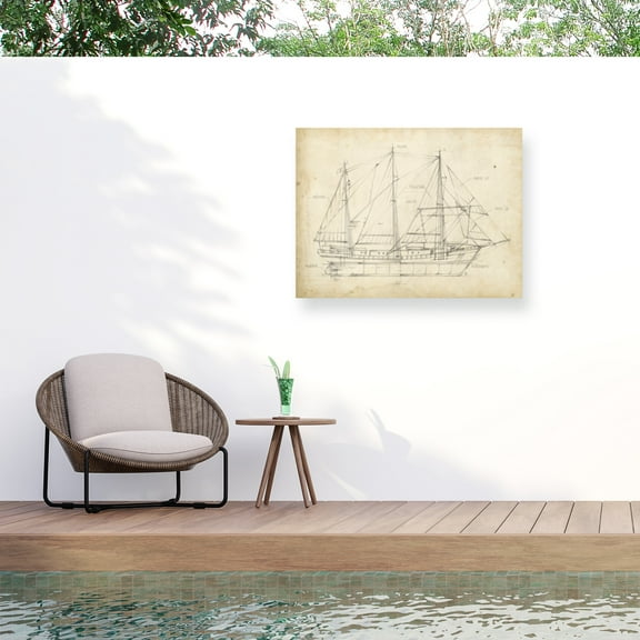 Ethan Harper 'Sailboat Blueprint II' Outdoor Canvas 24x22