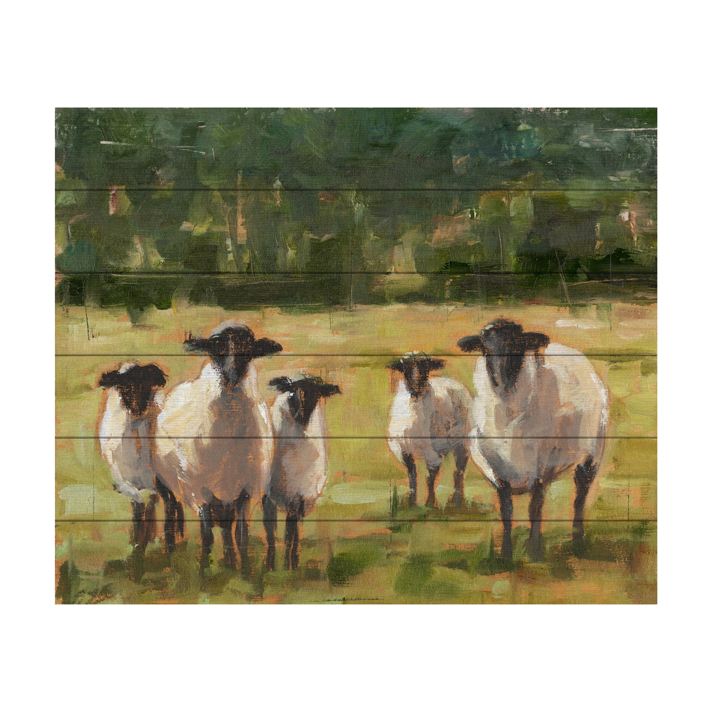 Ethan Harper Sheep Family Landscape Canvas Art in Green and Tan