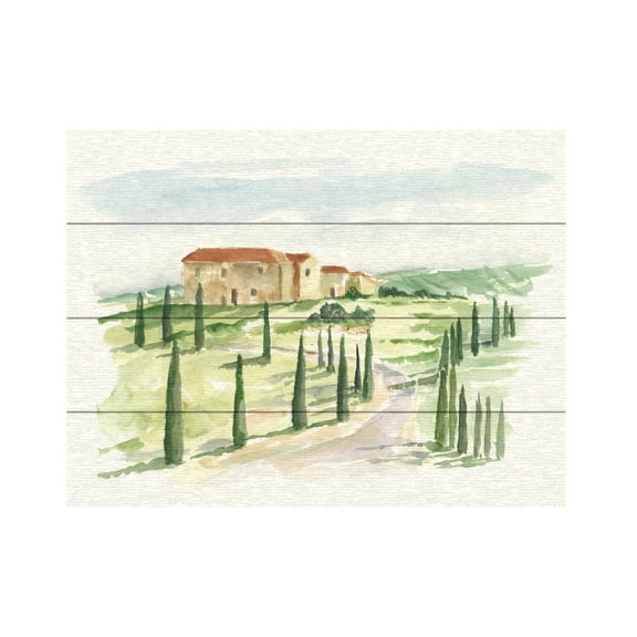 Ethan Harper 'Watercolor Tuscan Villa I' Wood Slat Art 12x16