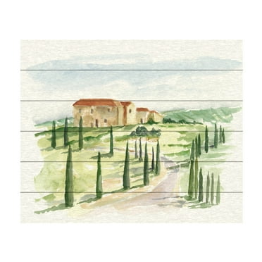 Ethan Harper 'Watercolor Tuscan Villa I' Wood Slat Art 18x22