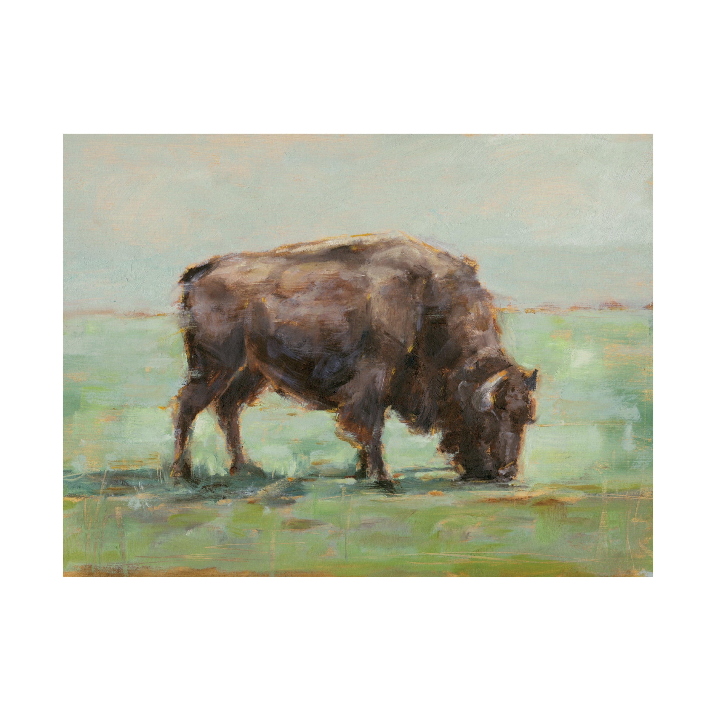 Ethan Harper Buffalo Roam Canvas Art in Brown and Green