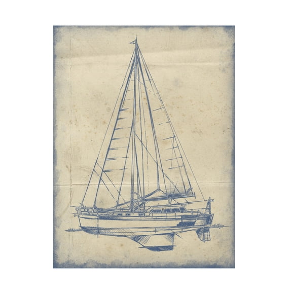 Ethan Harper 'Yacht Blueprint I' Canvas Art