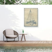 Ethan Harper 'Yacht Blueprint I' Outdoor Canvas 32x32