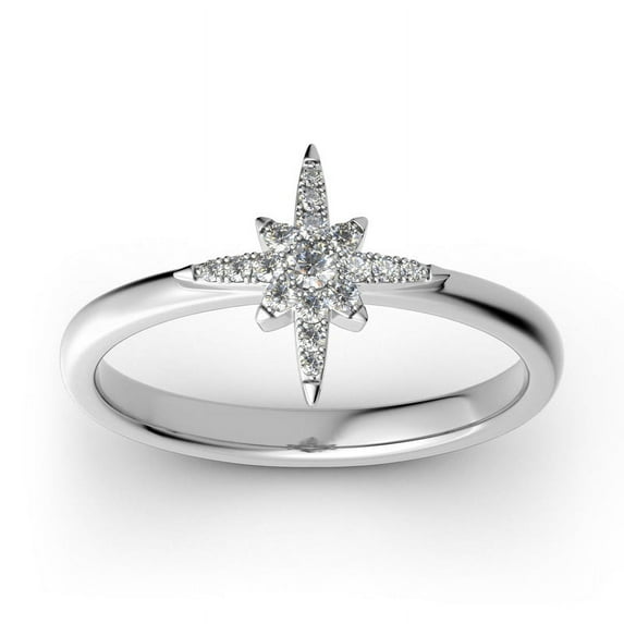 Ethan Jewel 1.1 Ct Round Cut Engagement Ring - 14K White Gold Plated Anniversary Ring - Star Light Rings Gifts for Women's - Solitaire with Accents Engagement Wedding Silver Ring - New Year Gifts