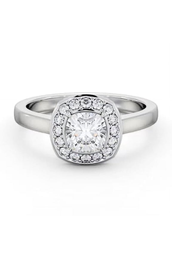 1.5 Ct VVS1/D Cushion Cut Halo-Style Lab-Created Simulated Diamond Engagement Ring 14K White Gold Plated Ring for Women, Promise Gift