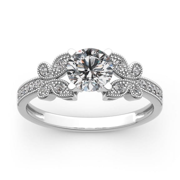Ethan Jewel 1.76 Ct Round Cut Moissanite Silver Ring - Butterfly Engagement Ring for Women's - 14K White Gold Plated Anniversary Gift Rings - Birthday Gift for Hers - Causal Daily Wear Ring For Her