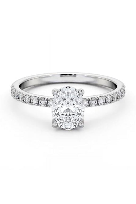 1.8 Ct Round Brilliant Cut White Moissanite Ring - 14K White Gold Plated Ring for Gift - Halo Solitaire with Accent Engagement Ring for Her - Engagement Angle Wing Style Women's Ring