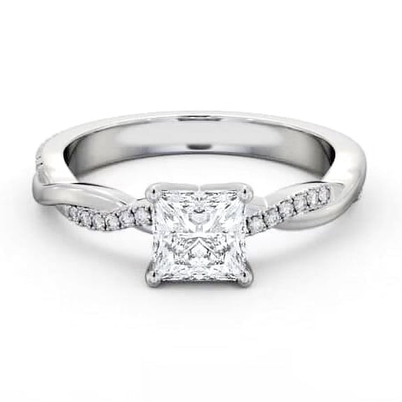 Ethan Jewel 1.8 Ct VVS1/D Princess Cut Moissanite Ring - 14K Gold Plated Wedding Anniversary Ring - Twisted Cross Over Shank Engagement Ring for Her - Party Wear Moissanite Ring