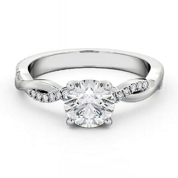 Ethan Jewel 1.9 Ct Round Cut Moissanite Ring - 14K Gold Plated Solitaire with Accent Ring - Infinity Twisted Cross Over Shank Engagement Ring for Women's - Latest Engagement Moissanite Ring
