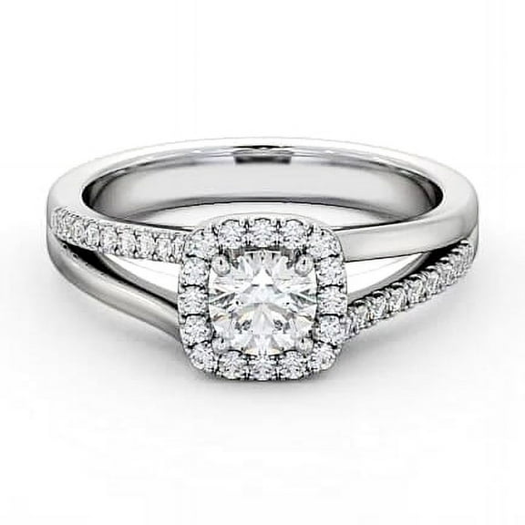 Ethan Jewel 14K White Gold Plated - 1.5 Ct Lab Round Cut Moissanite Wedding Ring - Moissanite Engagement Wedding Ring for Women's - Split Shank Moissanite Rings On Clearance - New Year Gift