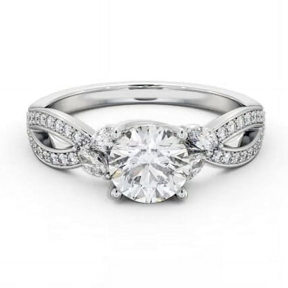 Ethan Jewel 14K White Gold Plated - 1.8 Ct Round Cut Moissanite Ring - Split Shank Moissanite Engagement Wedding Ring for Gift - Proposal Delicate Ring - Wedding Bridesmaid Gifts for Women's