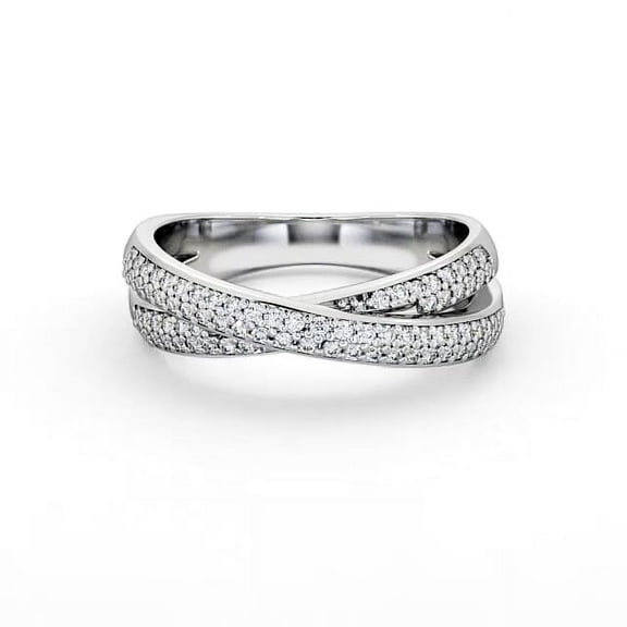 Ethan Jewel 14K White Gold Plated Moissanite Ring - 0.5 Ct VVS1/D Round Cut Moissanite Ring - Twisted Cross Over Shank Engagement Ring for Women's - Simple Moissanite Ring for Her