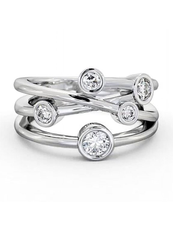 2.5 Ct Round Cut Twisted Shank Overlapped Bubble Lab-Created Simulated Diamond Ring 14K White Gold Plated for Women