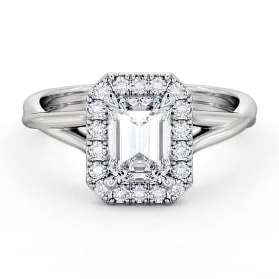 Ethan Jewel 2 Ct Emerald Cut Moissanite - 14K White Gold Plated Solitaire Ring - Classic Engagement Wedding Women's Ring - Infinity Twisted Cross Over Shank Engagement Ring
