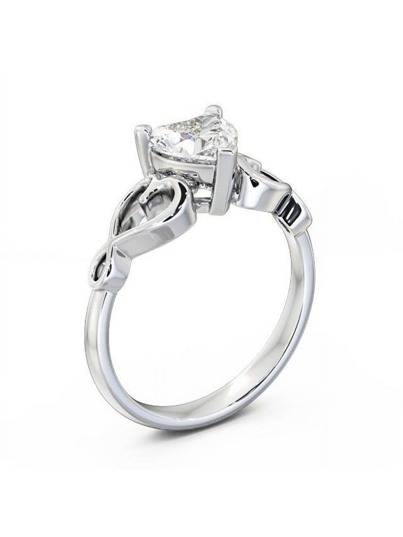 2 Ct Heart Cut White Lab-Created Simulated Diamond Heart Design Engagement Wedding Ring 14K White Gold Plated for Women