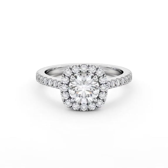 Ethan Jewel Round Cut 2.1 Ct Moissanite Ring - Wedding 14K Gold Plated Ring - Engagement Wedding Moissanite Ring - Engagement Halo Wedding Jewelry - Classic Engagement Wedding Ring