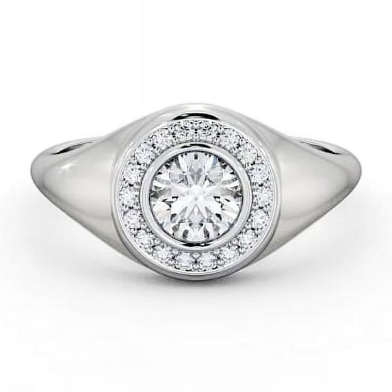 Ethan Jewel Round Cut Excellent 1.6 Ct Moissanite Ring For Women's - 14K White Gold Plated Wedding Anniversary Rings - Engagement Wedding Halo Rings For Women's - Causal Daily Wear Rings For Women's