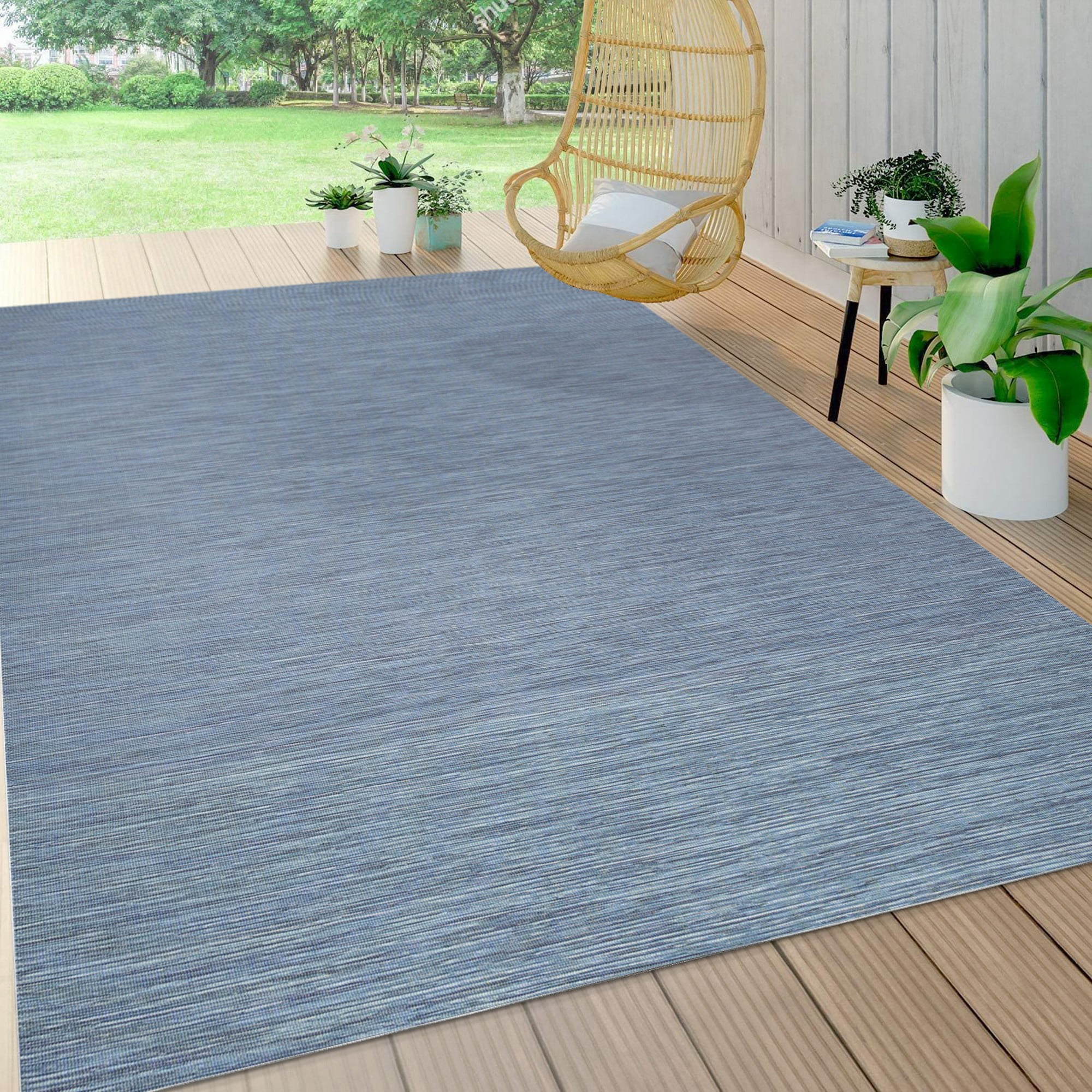Ethan Blue Flatweave Synthetic 8' x 10' Area Rug
