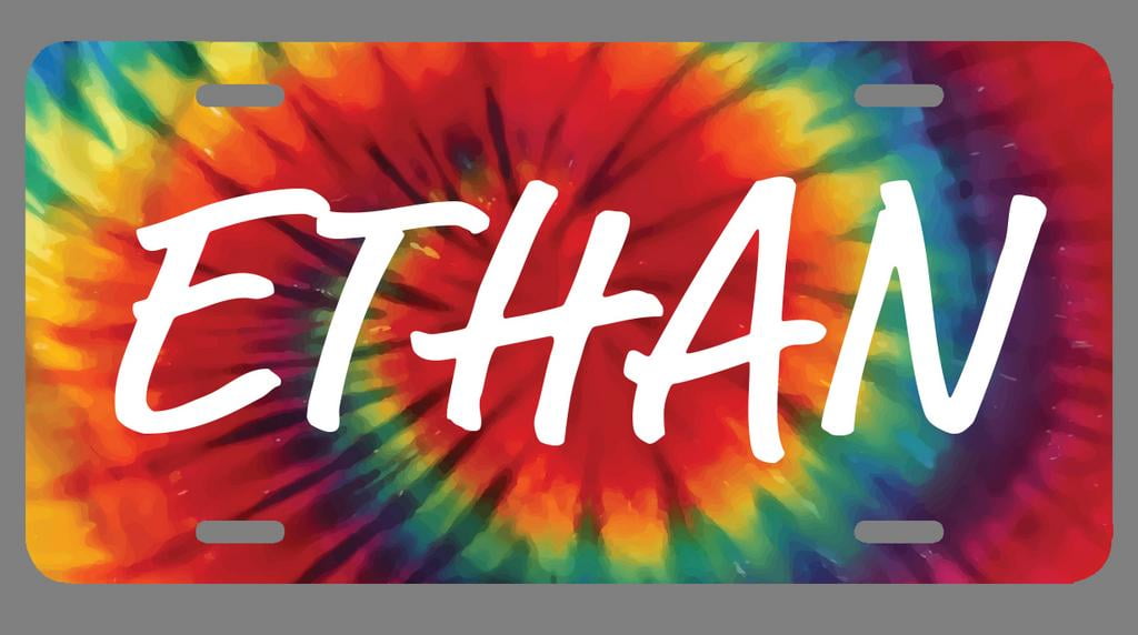 Ethan Name Tie Dye Style License Plate Tag Vanity Novelty Metal | UV ...