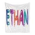 thumbnail image 1 of Ethan Soft Flannel Fleece Throw Blanket, Colorful Letters in the Shape of Balloons Happy Birthday Celebration Themed Font, Cozy Plush for Indoor and Outdoor Use, 50" x 70", Multicolor, by Ambesonne, 1 of 5