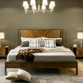 thumbnail image 1 of Ethan Solid Wood King Bed Frame with Diamond Headboard - Rustic & Mid-century Modern - Acacia Wood Platform Bed - Compatible with All Mattresses - No Box Spring Needed - Rustic Dark Brown, 1 of 7