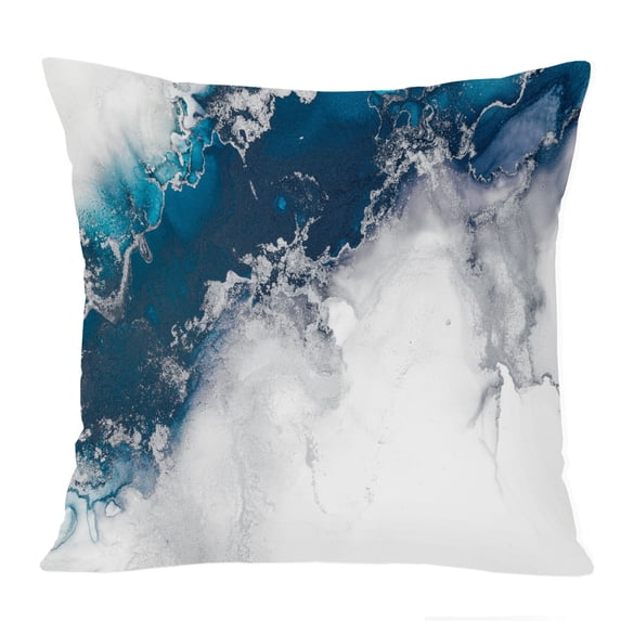 Ethan Taylor Abstract Throw Pillow Soft Cushion Cover 'Blue Crystal Geode Crystals Geode Modern Marble Agate' Pattern Decorative Square Accent Pillow Case, 16x16 Inches, Blue, Gray