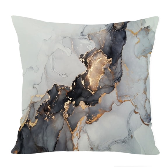 Ethan Taylor Abstract Throw Pillow Soft Cushion Cover 'Love Gray Modern Crystal Marble Geode Fractal' Modern Pattern Decorative Square Accent Pillow Case, 20x20 Inches, Gray, Gold