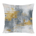 thumbnail image 1 of Ethan Taylor Abstract Throw Pillow Soft Cushion Cover 'Lucid Shift Paint Brush Strokes Modern' Transitional Pattern Decorative Square Accent Pillow Case, 16x16 Inches, Gold, Gray, 1 of 5