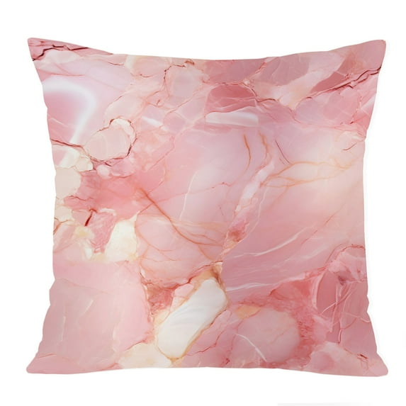 Ethan Taylor Abstract Throw Pillow Soft Cushion Cover 'Pink Geode Crystal Dream II Crystals Geode Modern Marble Agate' Fractal Pattern Decorative Square Accent Pillow Case, 16x16 Inches, Pink, White