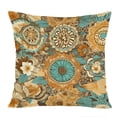 thumbnail image 1 of Ethan Taylor Abstract Throw Pillow Soft Cushion Cover 'Retro Bohemian Pattern II Patterns Mandalas' Bohemian Pattern Decorative Square Accent Pillow Case, 20x20 Inches, Orange, Blue, 1 of 5