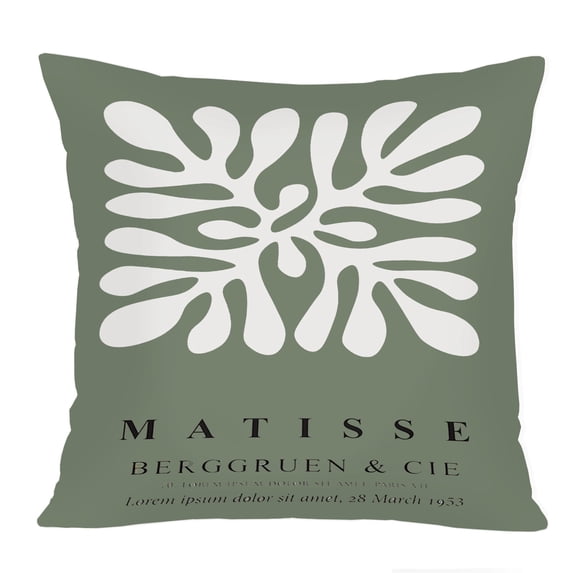 Ethan Taylor Abstract Throw Pillow Soft Cushion Cover 'Sage Green Matisse Abstract Shape Shapes' Bohemian Pattern Decorative Square Accent Pillow Case, 20x20 Inches, Green, White