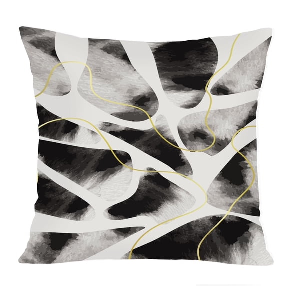 Ethan Taylor Abstract Throw Pillow Soft Cushion Cover 'Shapes IV' Modern Pattern Decorative Square Accent Pillow Case, 16x16 Inches, Black, Gray