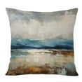 thumbnail image 1 of Ethan Taylor Abstract Throw Pillow Soft Cushion Cover 'Summits Dream Paint Brush Strokes Modern' Transitional Pattern Decorative Square Accent Pillow Case, 18x18 Inches, Blue, Gray, 1 of 5