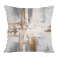 thumbnail image 1 of Ethan Taylor Abstract Throw Pillow Soft Cushion Cover 'Symphony Gold Paint Brush Strokes' Transitional Pattern Decorative Square Accent Pillow Case, 18x18 Inches, Gray, Beige, 1 of 5