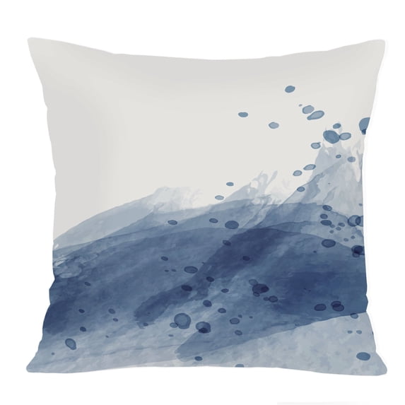 Ethan Taylor Abstract Throw Pillow Soft Cushion Cover 'The Wave II Watercolor Splash' Transitional Pattern Decorative Square Accent Pillow Case, 18x18 Inches, Blue, Gray